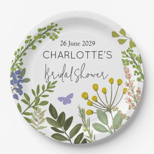 Evergreen Summer Garden Brautparty Pappteller (Vorderseite)