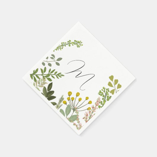 Evergreen Summer Garden Party Custom Initial Serviette (Ecke)