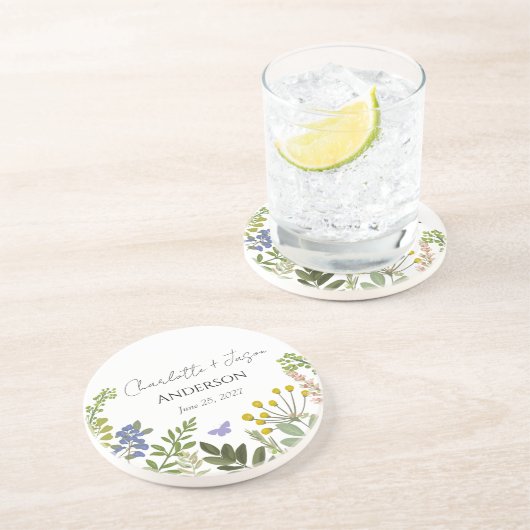 Evergreen Summer Garden Wedding Getränkeuntersetzer (Seite)