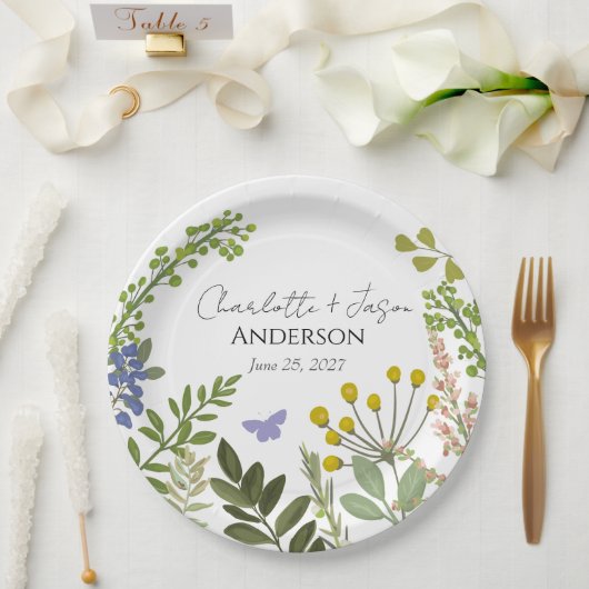 Evergreen Summer Garden Wedding Pappteller (Hochzeit)