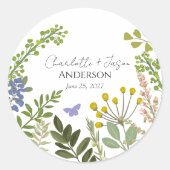 Evergreen Summer Garden Wedding Runder Aufkleber (Vorderseite)