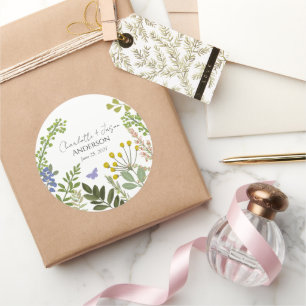 Evergreen Summer Garden Wedding Runder Aufkleber