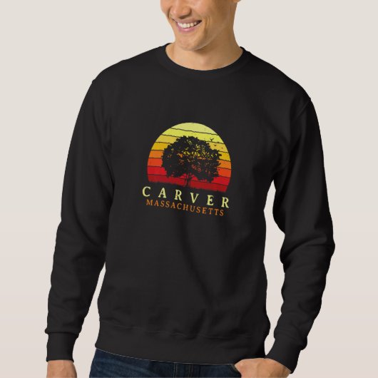 Evergreen Sunset Carver Oak Tree Massachusetts Bur Sweatshirt (Vorderseite)