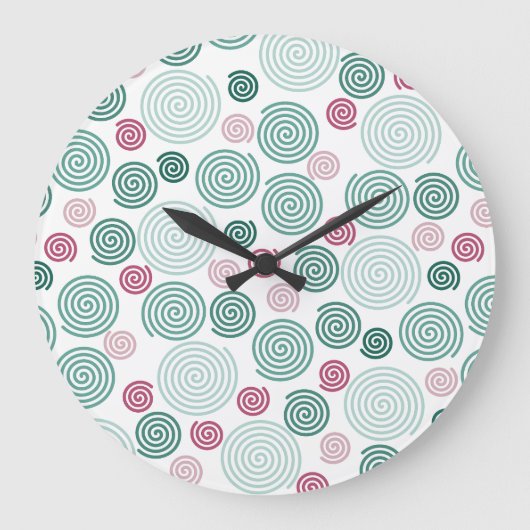 Evergreen Swirl (Pattern) Große Wanduhr (Vorderseite)