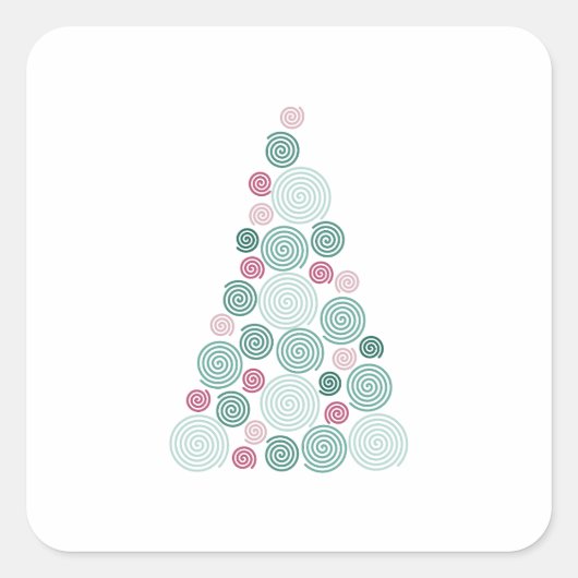 Evergreen Swirl Quadratischer Aufkleber (Vorderseite)