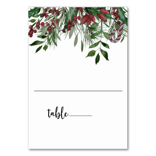 Evergreen Tischkarte Tischnummer (Vorderseite)