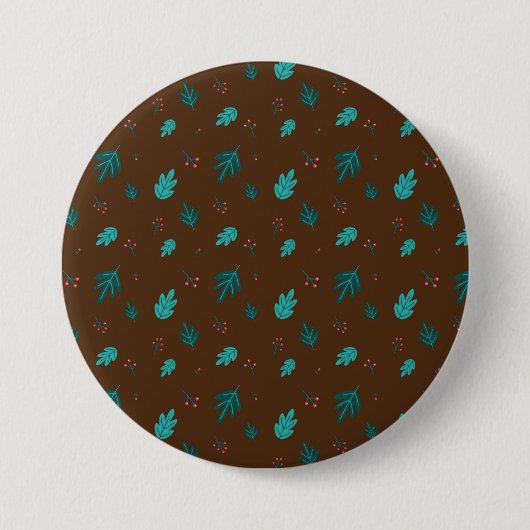 Evergreen Tree Blätter & Red Holly Berries Button (Vorderseite)