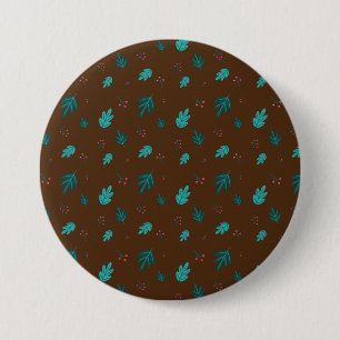 Evergreen Tree Blätter & Red Holly Berries Button