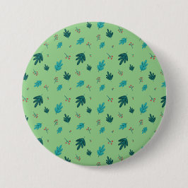 Evergreen Tree Blätter & Red Holly Berries Button
