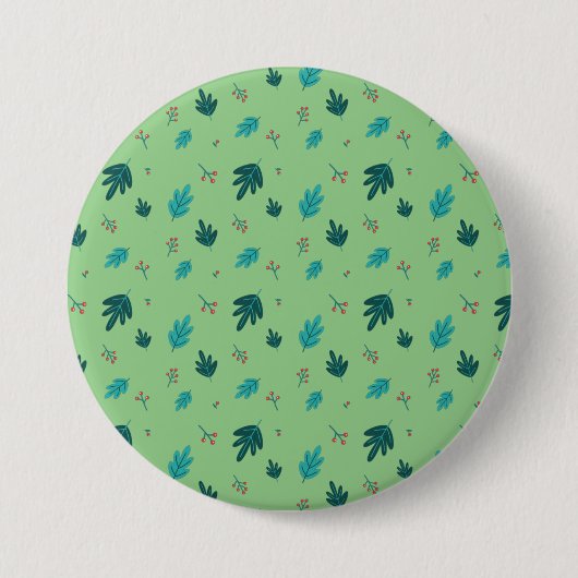 Evergreen Tree Blätter & Red Holly Berries Button (Vorderseite)