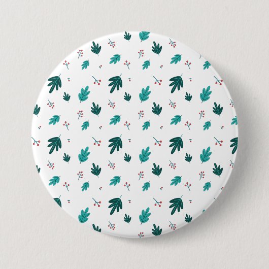 Evergreen Tree Blätter & Red Holly Berries Button (Vorderseite)