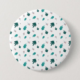 Evergreen Tree Blätter & Red Holly Berries Button