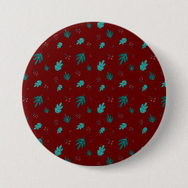 Evergreen Tree Blätter & Red Holly Berries Button
