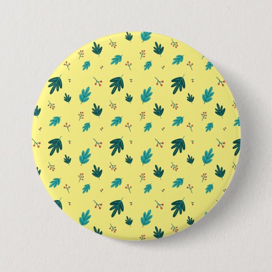 Evergreen Tree Blätter & Red Holly Berries Button (Vorderseite)