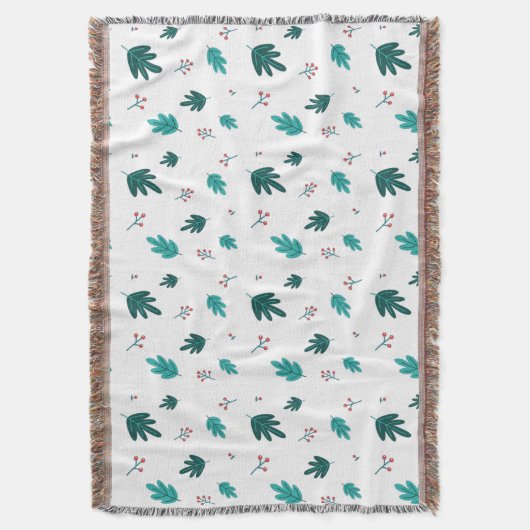 Evergreen Tree Blätter & Red Holly Berries Decke (Vorderseite Vertikal)