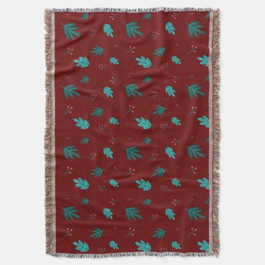 Evergreen Tree Blätter & Red Holly Berries Decke (Vorderseite Vertikal)