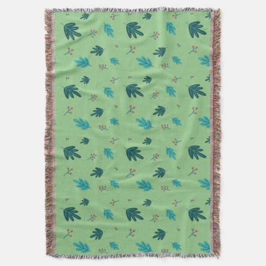 Evergreen Tree Blätter & Red Holly Berries Decke (Vorderseite Vertikal)