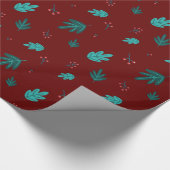 Evergreen Tree Blätter & Red Holly Berries Geschenkpapier (Ecke)