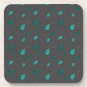 Evergreen Tree Blätter & Red Holly Berries Getränkeuntersetzer (Vorderseite)