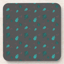 Evergreen Tree Blätter & Red Holly Berries Getränkeuntersetzer