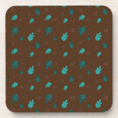 Evergreen Tree Blätter & Red Holly Berries Getränkeuntersetzer (Vorderseite)