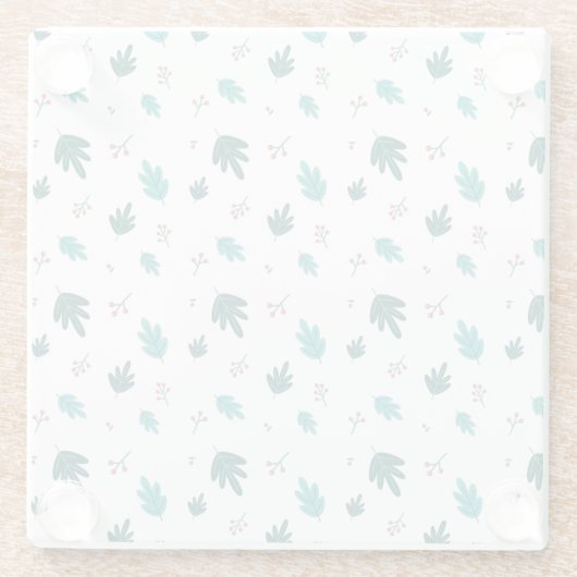 Evergreen Tree Blätter & Red Holly Berries Glasuntersetzer (Rückseite)