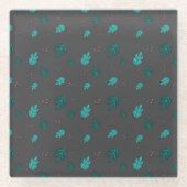 Evergreen Tree Blätter & Red Holly Berries Glasuntersetzer (Vorderseite)