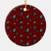 Evergreen Tree Blätter & Red Holly Berries Keramik Ornament (Vorne)
