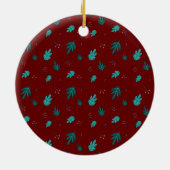 Evergreen Tree Blätter & Red Holly Berries Keramik Ornament (Hinten)