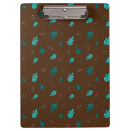 Evergreen Tree Blätter & Red Holly Berries Klemmbrett