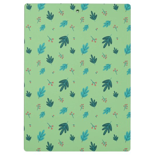 Evergreen Tree Blätter & Red Holly Berries Klemmbrett (Rückseite)