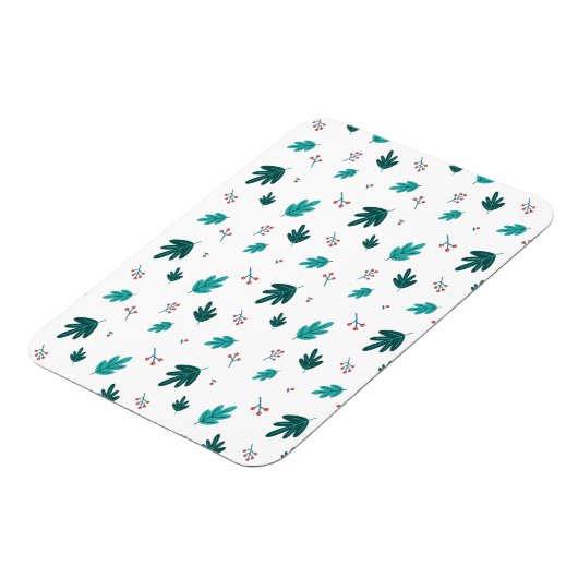 Evergreen Tree Blätter & Red Holly Berries Magnet (Linke Seite)