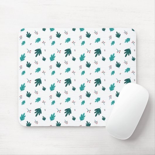 Evergreen Tree Blätter & Red Holly Berries Mousepad (Mit Mouse)
