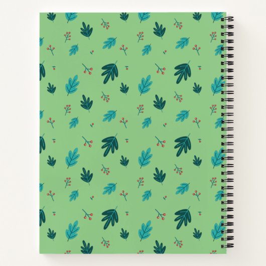 Evergreen Tree Blätter & Red Holly Berries Notizblock (Rückseite)