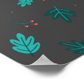 Evergreen Tree Blätter & Red Holly Berries Poster (Ecke)
