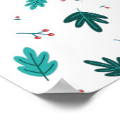 Evergreen Tree Blätter & Red Holly Berries Poster (Ecke)