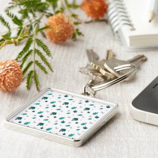 Evergreen Tree Blätter & Red Holly Berries Schlüsselanhänger (Seite)