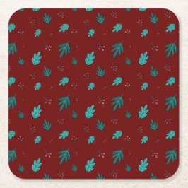 Evergreen Tree Blätter & Red Holly Berries Untersetzer