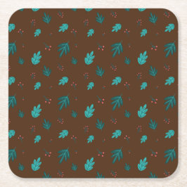 Evergreen Tree Blätter & Red Holly Berries Untersetzer