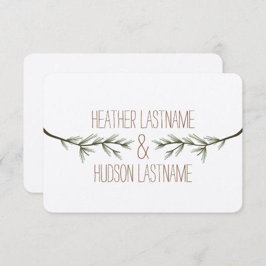 Evergreen Tree Branches Wedding Save the Date (Vorne/Hinten)