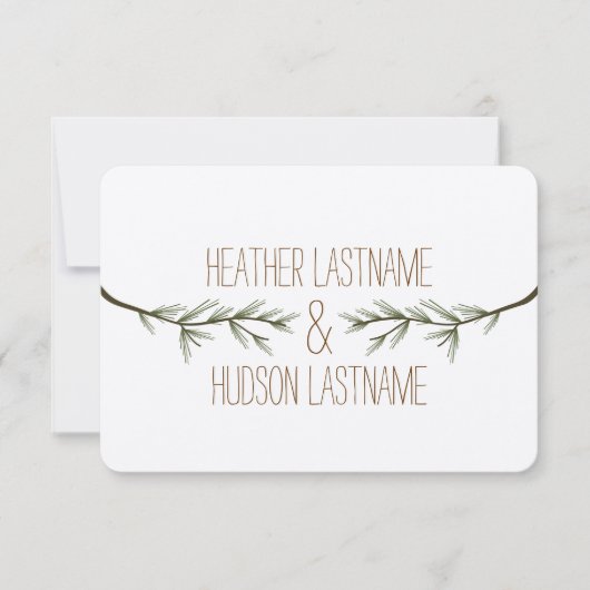 Evergreen Tree Branches Wedding Save the Date (Vorderseite)