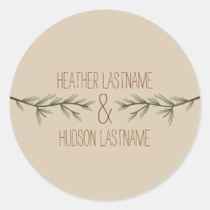 Evergreen Tree Branches Wedding Sticker