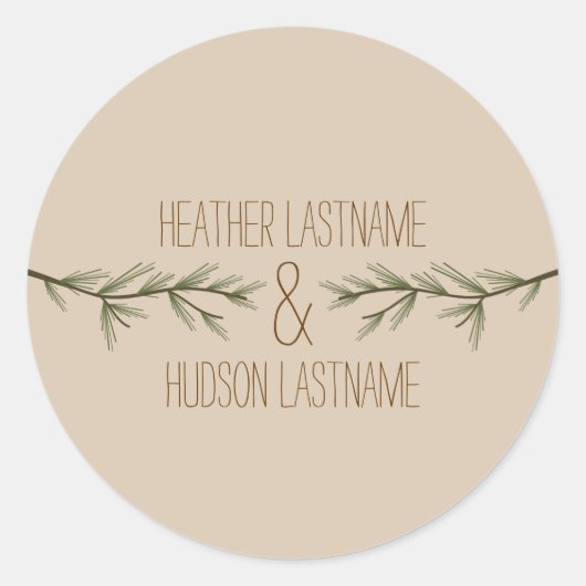 Evergreen Tree Branches Wedding Sticker (Vorderseite)