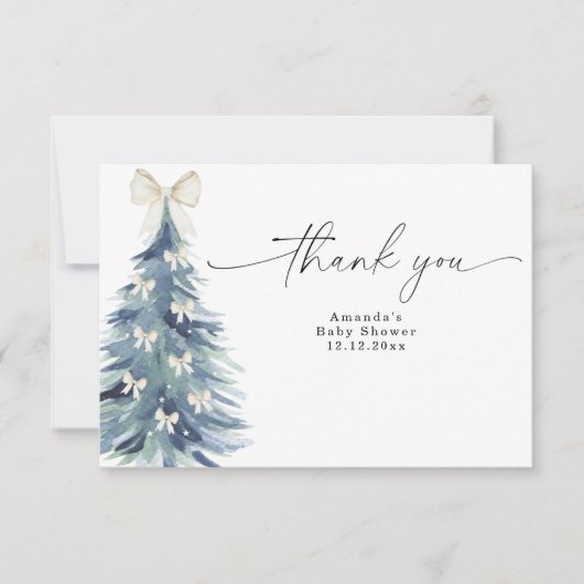 Evergreen tree mit Bohnen Baby Dusche Dankeskarte (Vorderseite)