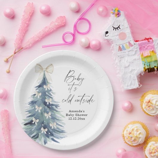 Evergreen tree mit Bohnen Baby Dusche Pappteller (Party)