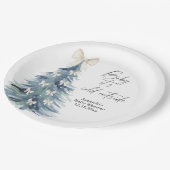 Evergreen tree mit Bohnen Baby Dusche Pappteller (Schrägansicht)