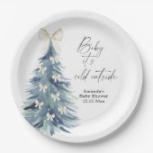 Evergreen tree mit Bohnen Baby Dusche Pappteller (Vorderseite)