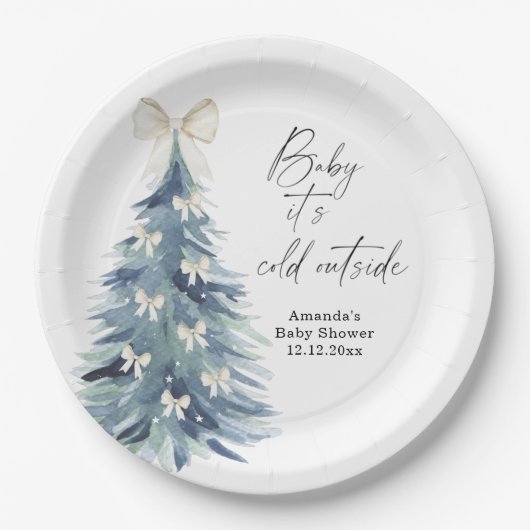 Evergreen tree mit Bohnen Baby Dusche Pappteller (Vorderseite)