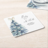 Evergreen tree mit Bohnen Baby Dusche Rechteckiger Pappuntersetzer (angewinkelt)