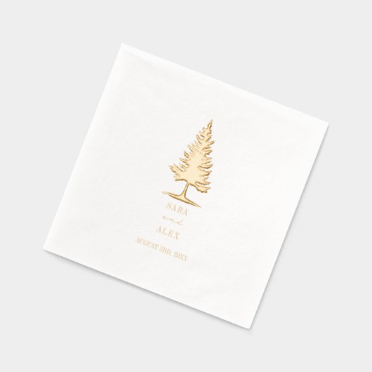 Evergreen Tree Rustic Wedding Servietten Mit Folie (Links)